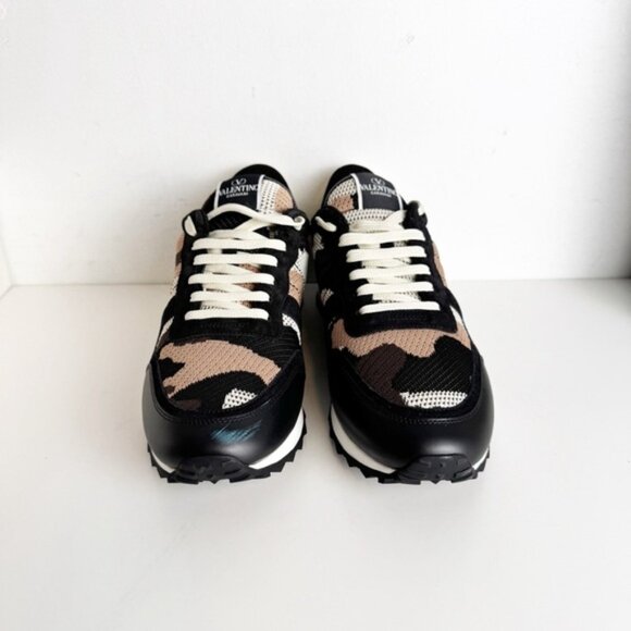 VALENTINO ROCKRUNNER CAMO SNEAKER Fondant, Ivory, Light Camel & Nero - Picture 2 of 9